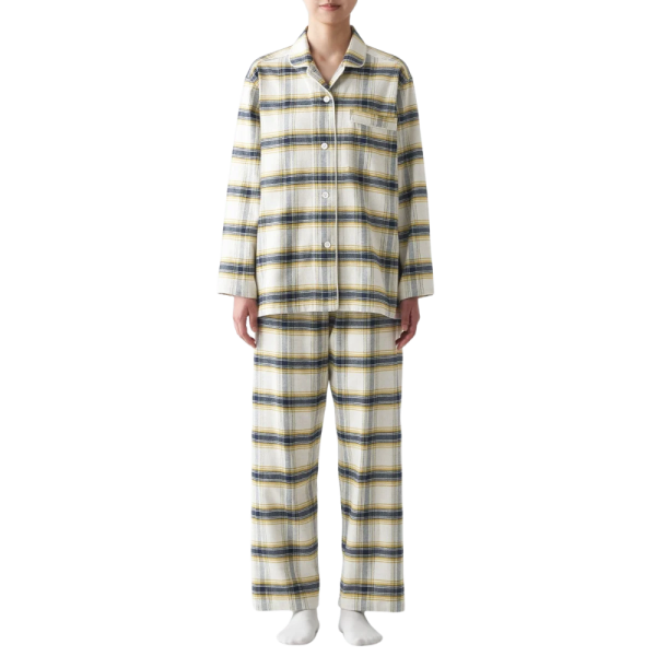 Bộ Pyjama Không Đường May Sườn Vải Flannel