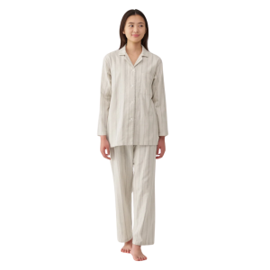 Bộ Pyjama Không Đường May Sườn Vải Xô 2 Lớp Tay Dài