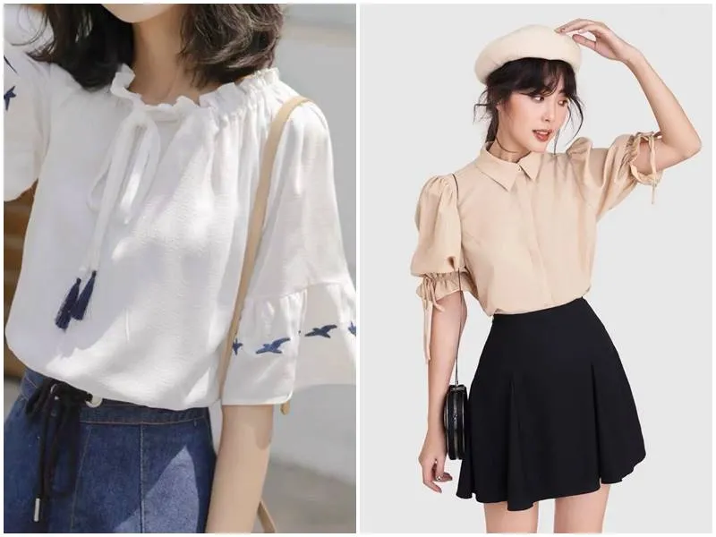 Áo blouse tay bồng/tay loe: Ngọt ngào và cổ điển